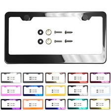 License Plate Frame Stainless Steel With Metal Screw Caps Black Red Blue Purple License Plate Frame Stainless Steel With Metal Screw Caps Black Red Blue Purple