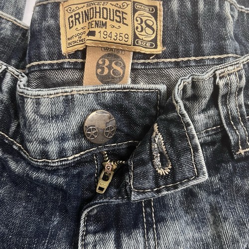 Grindhouse Jeans Blau Acid Wash Denim Distressed Grunge Streetwear Herren 38x32 - Bild 5 von 9