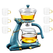 Heat-Resistant Kungfu Glass Tea Set Semi Automatic Magnetic Deer Teapot Gift