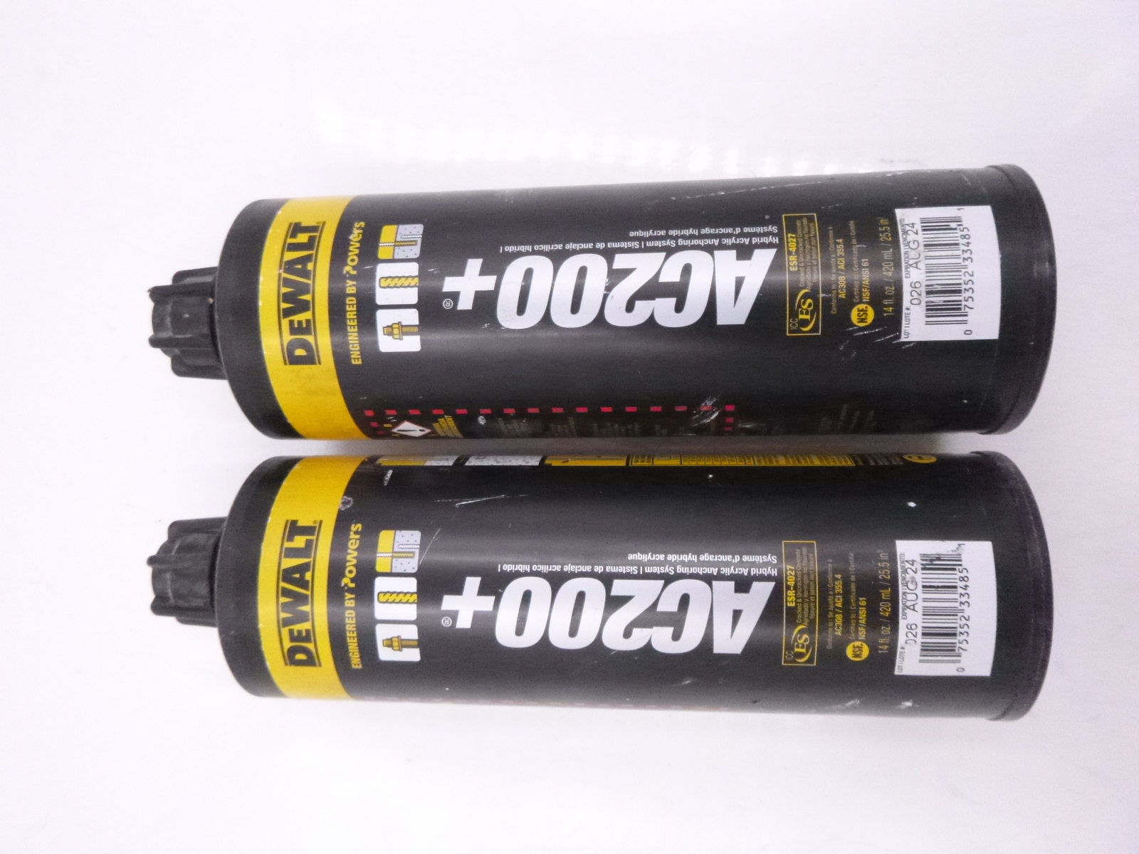 2 Pack Dewalt AC200+ Hybrid Acrylic Anchoring System 14oz each ...