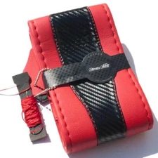 New Stitch On Steering Wheel Skin Wrap Cover Red & Carbon Fiber Style