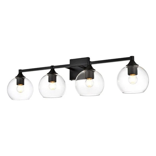 Living District Foster 4-Light Iron & Glass Bath Sconce in Black/Clear - Picture 1 of 6