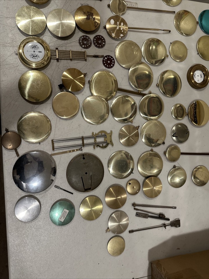 Antique Vintage Clock Pendulum Parts BUNDLE LOT of 80 Plus Parts Pieces