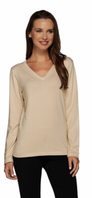 Linea by Louis Dell'Olio Whisper Knit V-neck Sweater 3X Oatmeal A217629