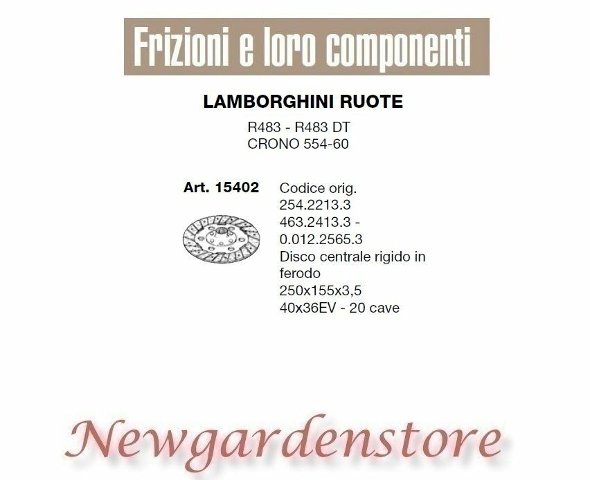 Potenza Lamborghini: Disco Frizione 15402 per R483 DT e Crono 554-60