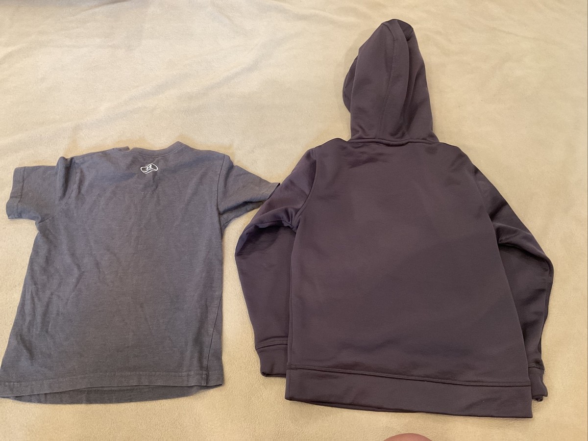 Under Armour lot 6 XS boys tee hoodie grey spider web logo