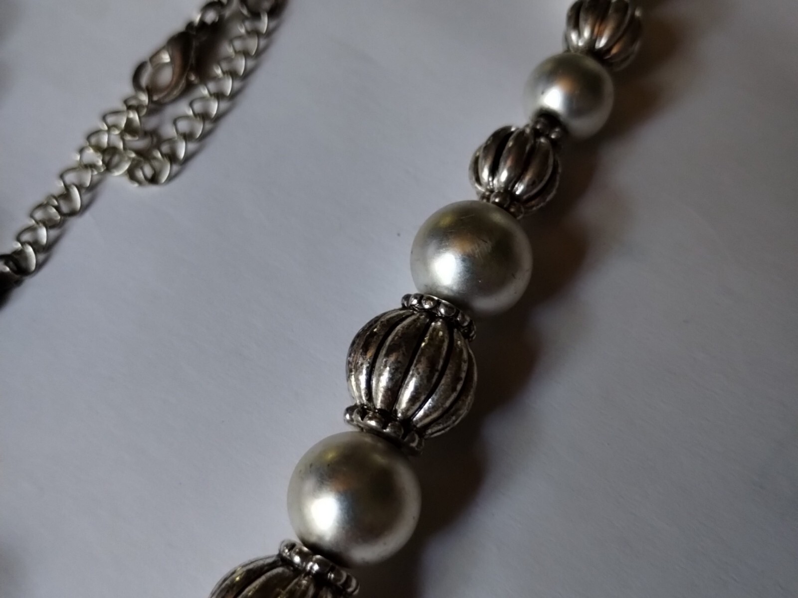 Vintage silver tone beaded elements necklace adju… - image 4