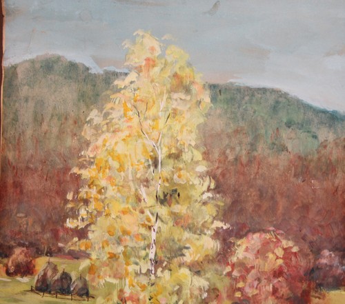 1960 Impressionist landscape gouache painting signed - Picture 4 of 12