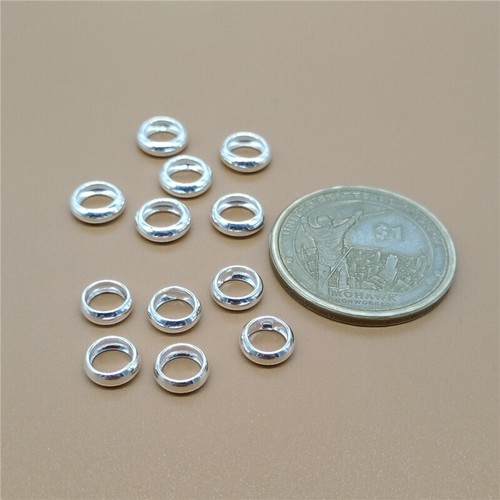 Distanziale bracciale Rolo foro grande argento 925 perline distanziatore liscio argento sterling - Foto 2 di 5