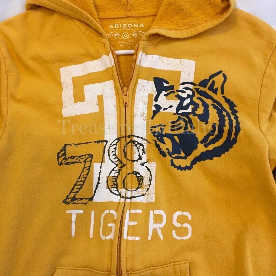 VTG Rare Arizona Jean Co. Yellow Tiger 78 Graphic Zip Hoodie Boy XL/XG 18/20 - Image 2 of 4