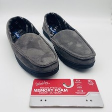 Wembley Men's Solid Black Moccasin Memory Foam Slip On Slippers Size XL 11-12