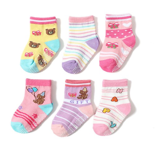 12 Pairs Infant Toddler Girls Socks Baby Girl Cotton Socks Non Slip Grip Socks - Picture 5 of 7