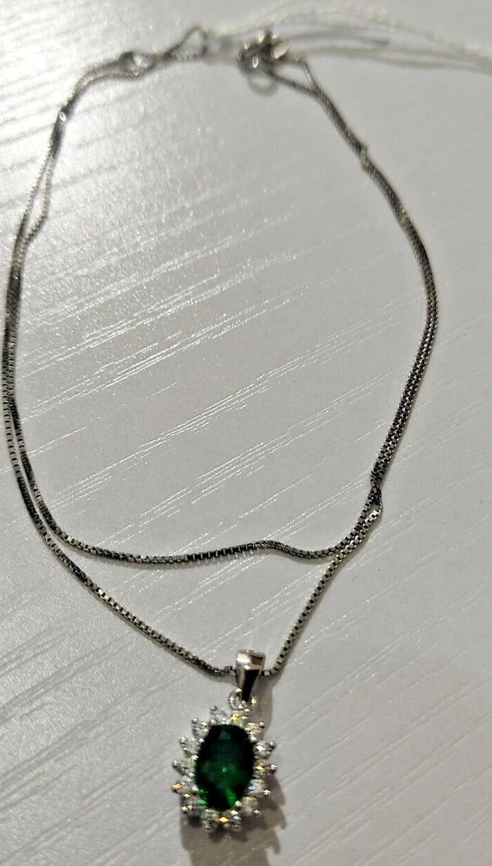 Collana per donna in argento 925 by RAMPINO GIOIELLI con swarovski verde bianco - Immagine 2 di 3