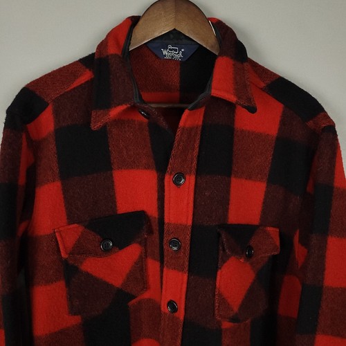 Vintage Woolrich Overshirt Mens Large Buffalo Plaid Wool Hunting Outdoor USA - Picture 2 of 13