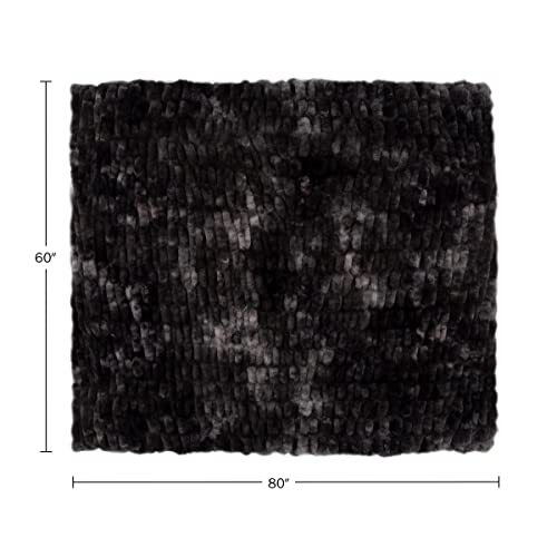Oversized Ruched Faux Fur Blanket, 60x80-Inch Jacquard Faux Fur Queen-Size Th... - Picture 2 of 6