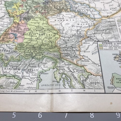 Year 1812 Central Europe 1910's Antique Color Map Folded Wall Art - Picture 4 of 10