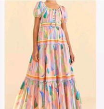 Small Farm Rio Pink Pastel Leaves Maxidress