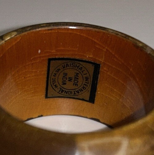 Servilleteros de madera lacados. Juego de seis. Boho. Vintage. - Imagen 2 de 2