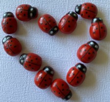 RED LADYBUG Dimensional Embellishment  12pc Bug  Insect  Flower  Garden  Flying  