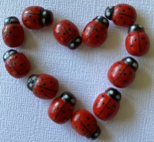 RED LADYBUG Dimensional Embellishment  (12pc)Bug•Insect•Flower•Garden•Flying•