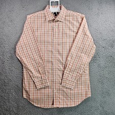 Banana Republic Shirt Men Large 16-16.5 Button Long sleeve Slim Fit Orange Plaid