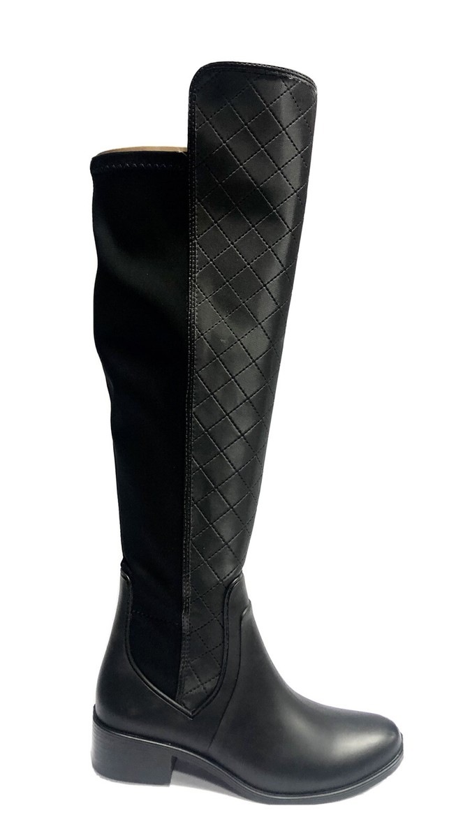 Bernardo, Womens Eve Quilted Black Rubber Rain Boots, Size 7M