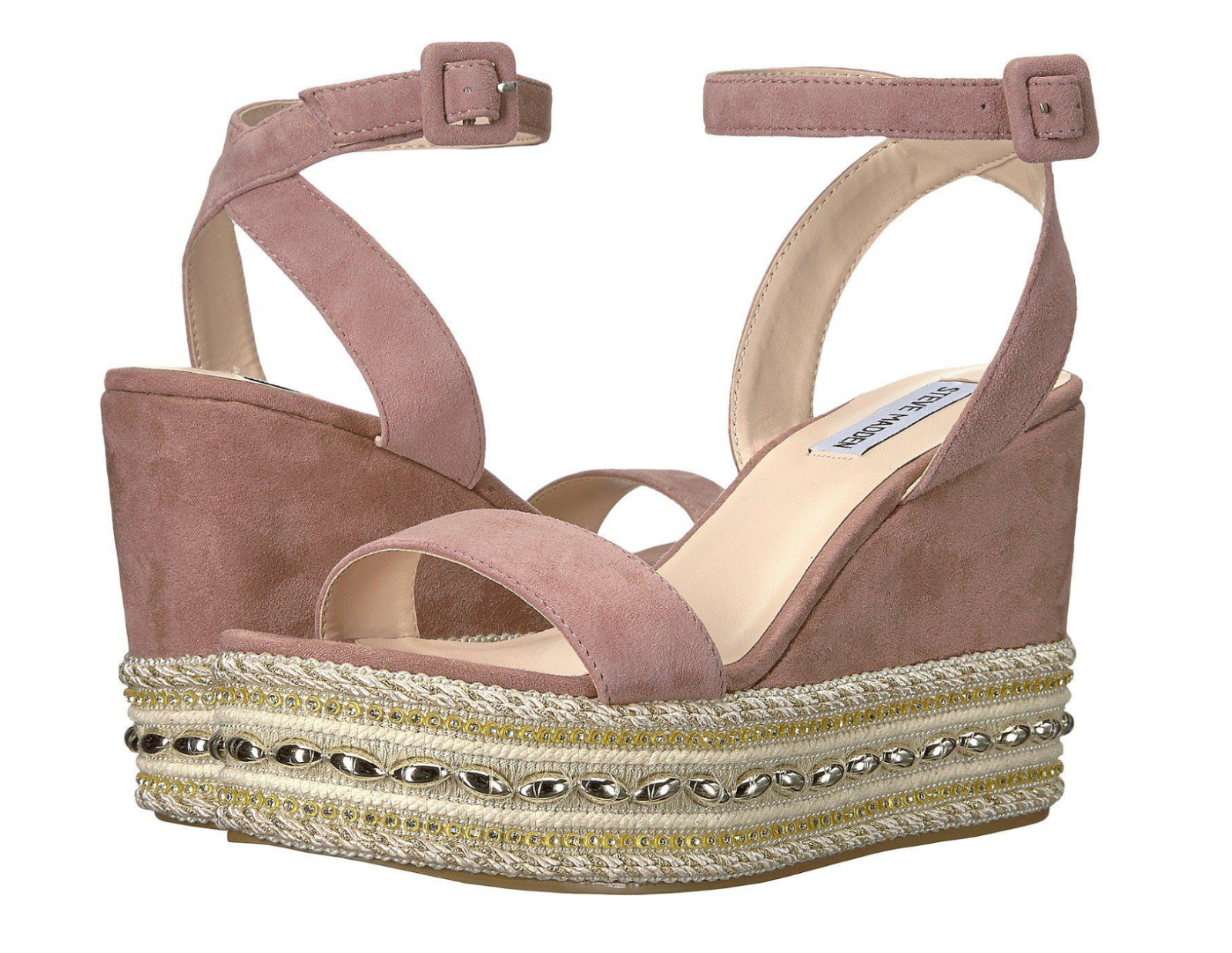 Steve Madden Z2045* Womens Reeva Blush Suede Wedge Sandal Size 10M
