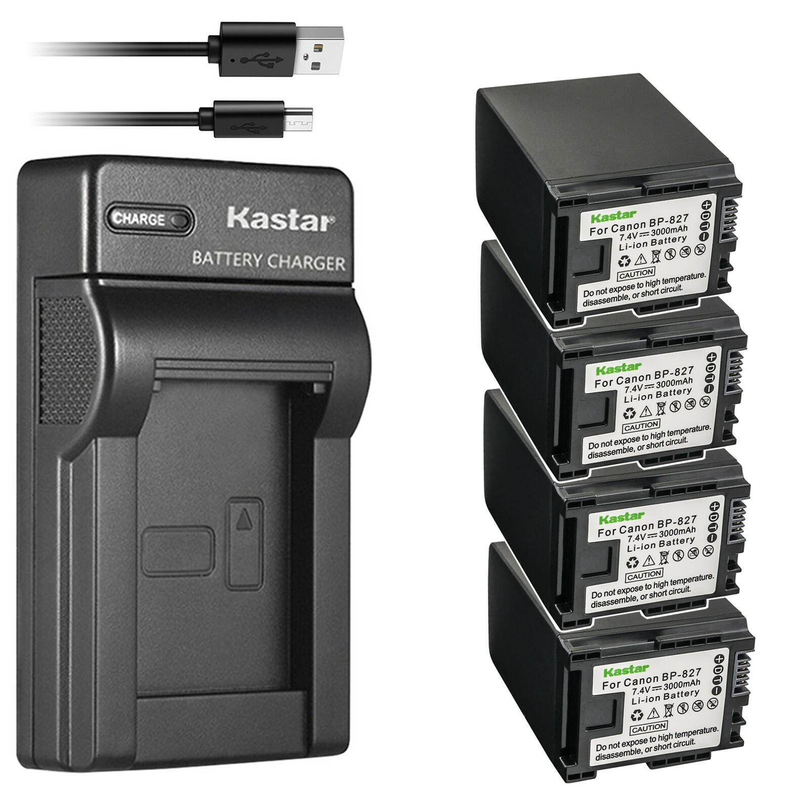Kastar Battery Slim Charger for Canon BP-827 CG-800 Canon VI