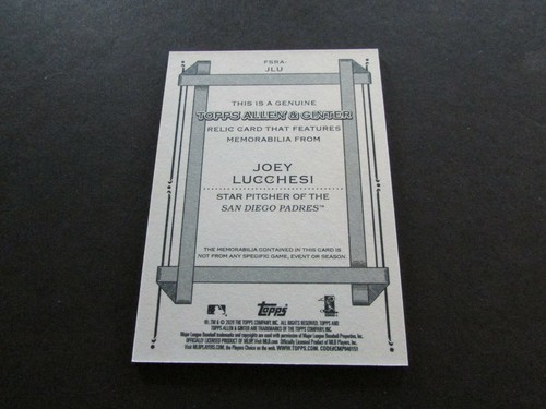 2020 Allen & Ginter Joey Lucchesi Relic Card #FSRA-JLU San Diego Padres - Picture 3 of 3