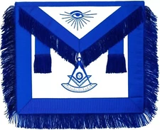Handcrafted 100% Lambskin Masonic Blue Past Master Fringe Apron For Freemasonry