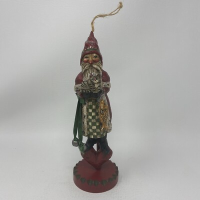 Vintage Pam Schifferl Folk Art Santa Wood Carved On Stand Gallery Collection Cat