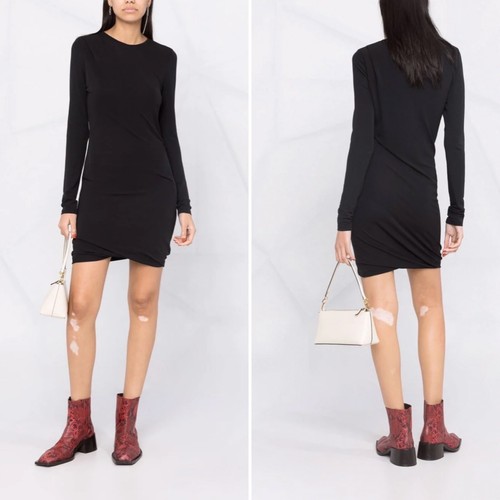 Rag & Bone Women's Black Jersey Stretch Poppy Draped Mini Dress Sz M Bodycon