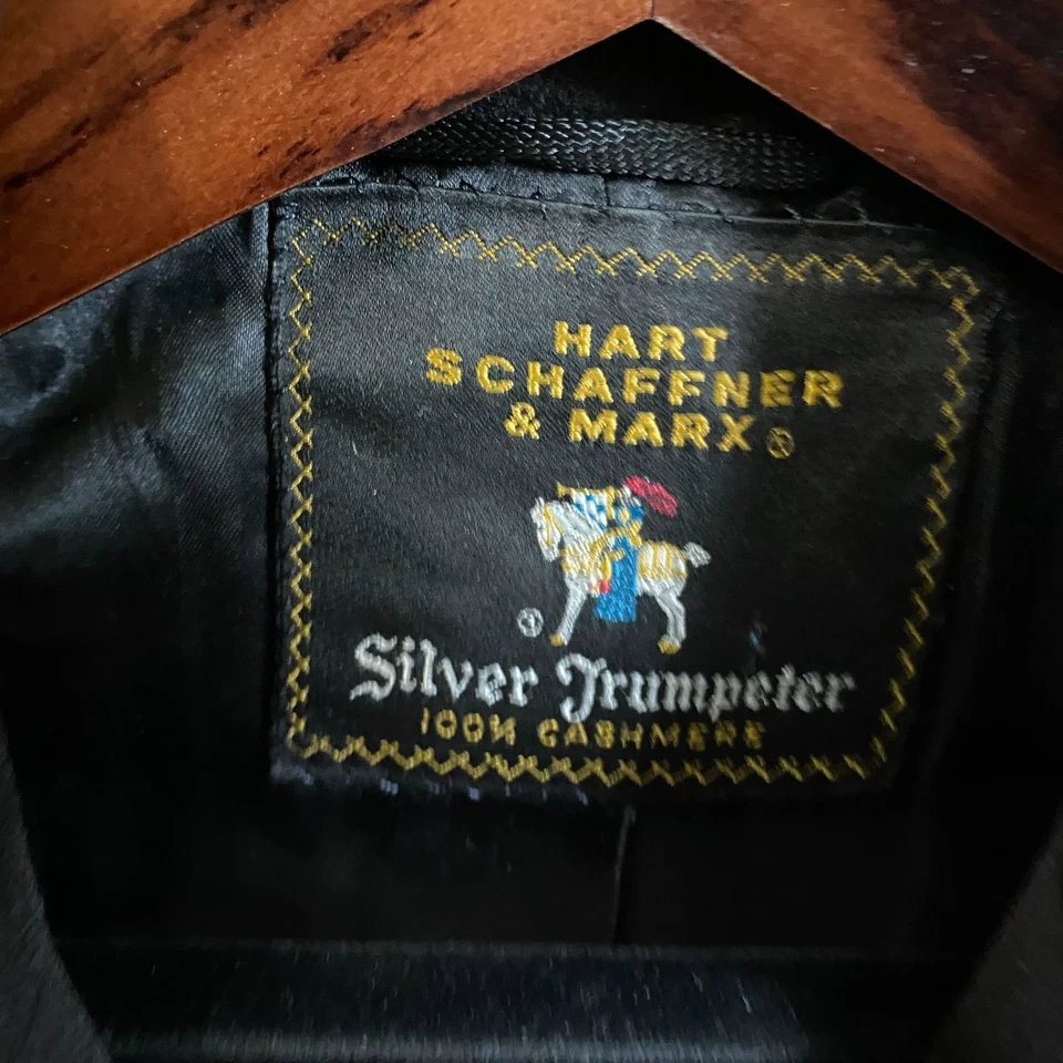 Hart Schaffner & Marx Silver Trumpeter Mens Overcoat 48 100% Cashmere 3-Button - Image 3 of 4