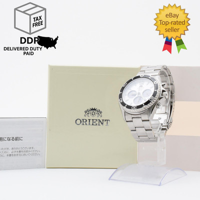 [ MINT w/Box ] ORIENT VS75-UAB0 Quartz White Dial Silver Men's Watch 40mm JAPAN