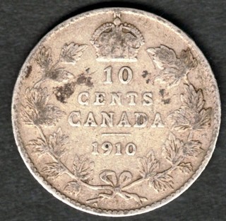 1910 Canada 10 Cents KM# 23