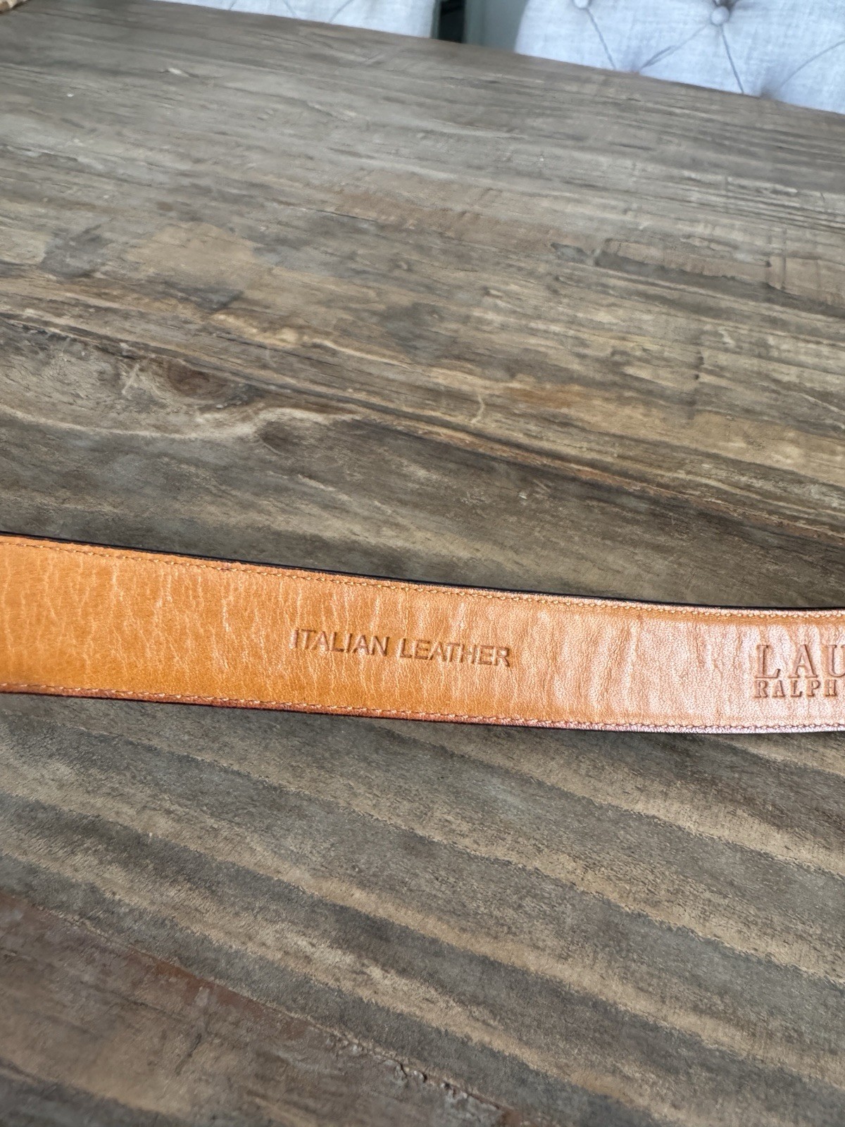 Vtg Lauren Ralph Lauren Brown Italian Leather Belt Brass Buckle L / 32" Womens thumbnail 9