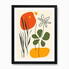 Stampa artistica fiori ed erba con cornice wall art poster stampa su tela quadro
