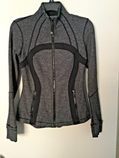 Lululemon Define Full Zip Jacket Stretch Heathered Black Women Sz 6 Pockets