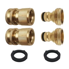 2 Pcs Garden Hose Connector 3/4 Inch Quick Connect Fittings Solid Brass Adapter