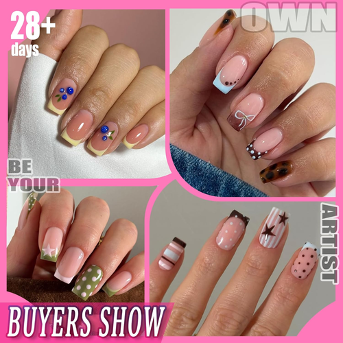 Nail Tips Square: 504PCS Short Square Nail Tips Pre Etched Gel Fake Nails Tips, - Picture 2 of 12