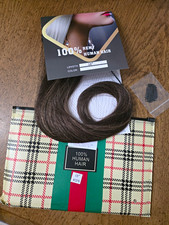 Remy Human Hair Clip-In Extension Straight 18in Dark Brown 3 Clips 100g 18 Larg