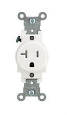 Leviton T5020-0WS 20A 125V Single White Outlet 4.06 H x 1.31 W x 1.14 D in.