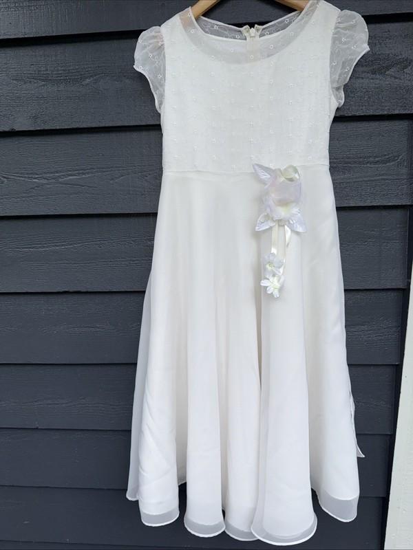 Little Girls American Girl White Church Dress Up Flower Girl Dress Size 7