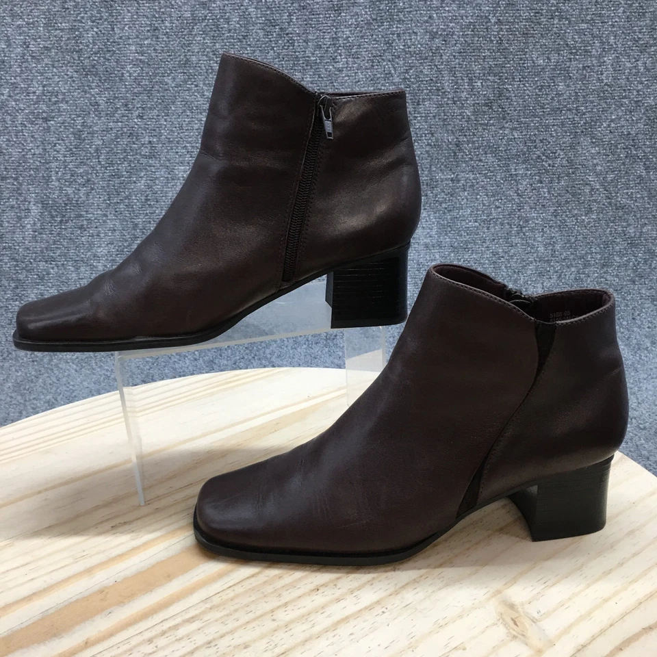 Croft & Barrow Botas Mujer 9.5 M Macy Botín Marrón Puntera Cuadrada Bloque Cremallera Foto 2 de 4