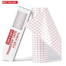 Clear Vinyl Transfer Paper Tape Roll-12 x 50 FT w/Alignment Grid Application ...