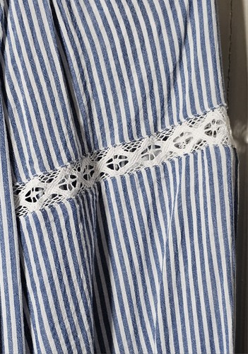 Old Navy Top Plus Size XXL Blue White Stripe Button-Up Lace Peasant Cottagecore - Picture 7 of 24
