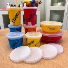 Vintage Cheerios Sippy Cup Set Container Bowl Snack Keeper Colorful