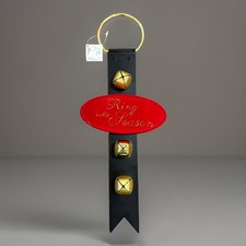 Bloomingdale’s Christmas Door Hanger Jingle Bells Velvet Brass By Roman 17” New