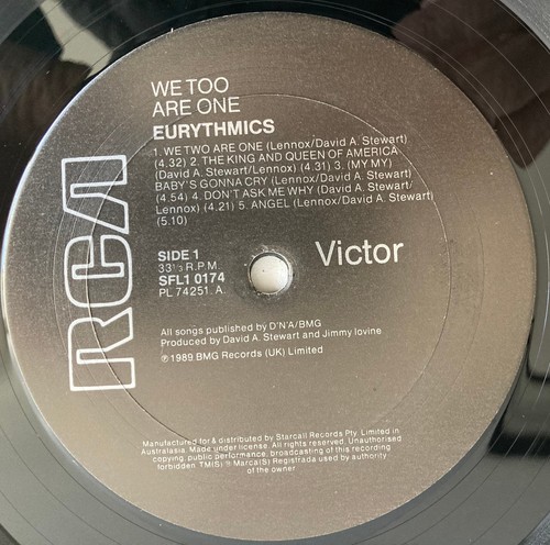 Eurythmics "We Too Are One" 1989 Aus Press Pop Rock LP.. - Picture 3 of 3