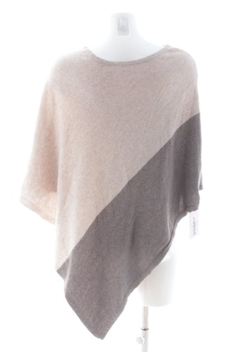 CASHMERE AND WOOL Poncho Donna Maglione crema-marrone stile casual - Foto 5 di 5